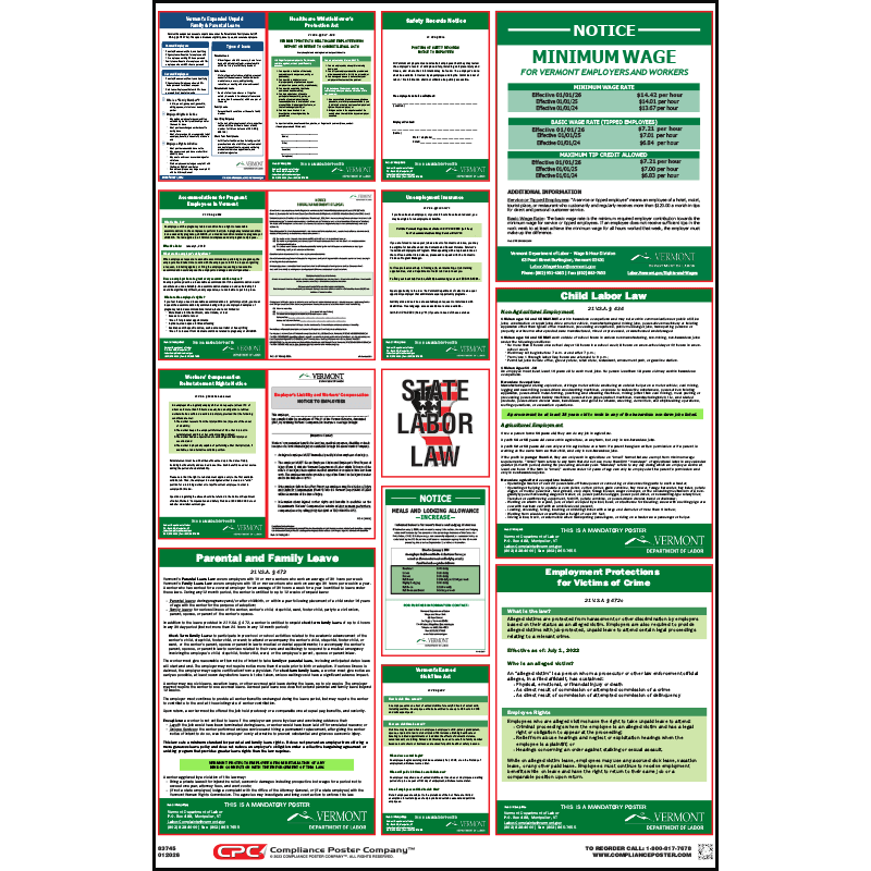 Vermont Labor Law Poster