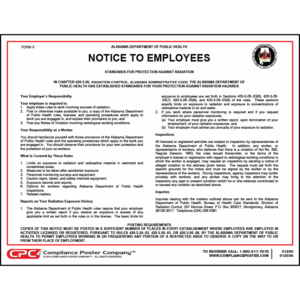 Alabama Radiation Safety Standards for Protection Poster