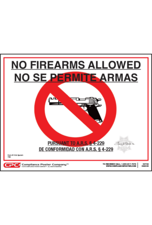 Arizona No Firearms Allowed Poster