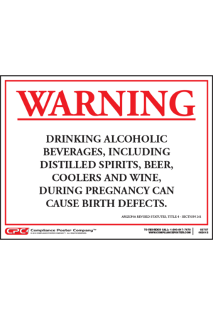 Arizona Alcohol Pregnancy Warning Poster