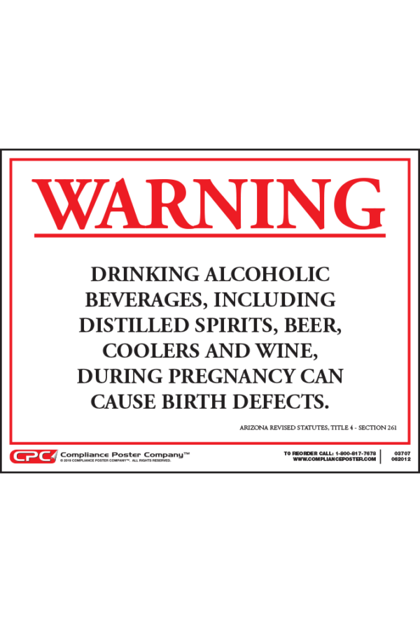 Arizona Alcohol Pregnancy Warning Poster