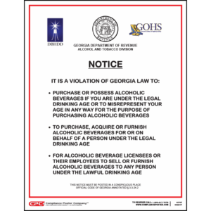 Georgia Alcohol Drinking Age Poster