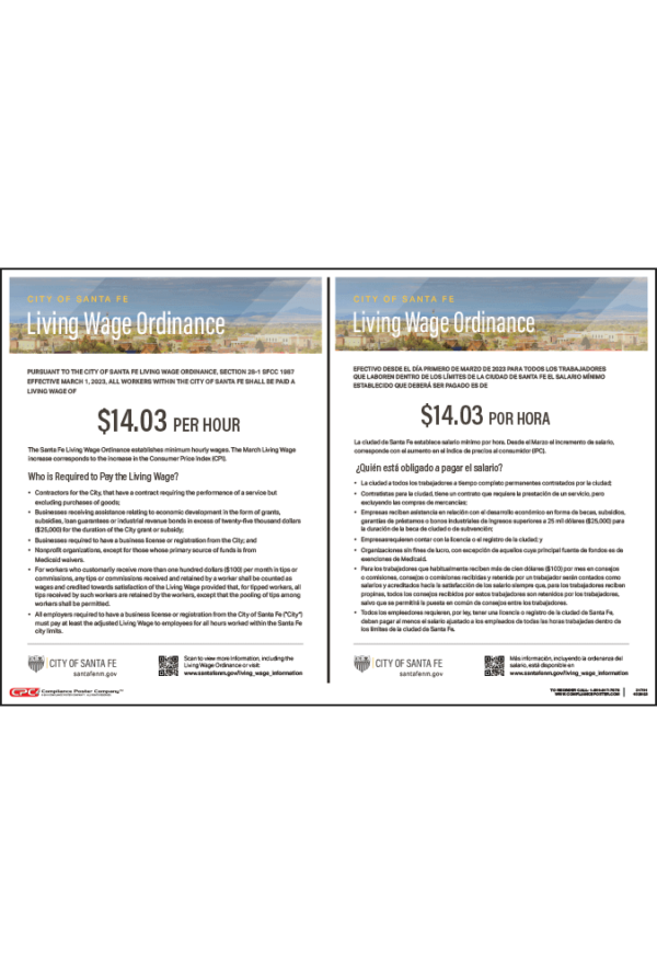 Santa Fe New Mexico Living Wage Poster