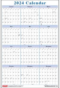 Blue Vertical 12-Month Calendar