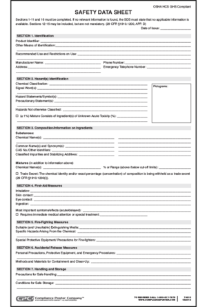OSHA Safety Data Sheets