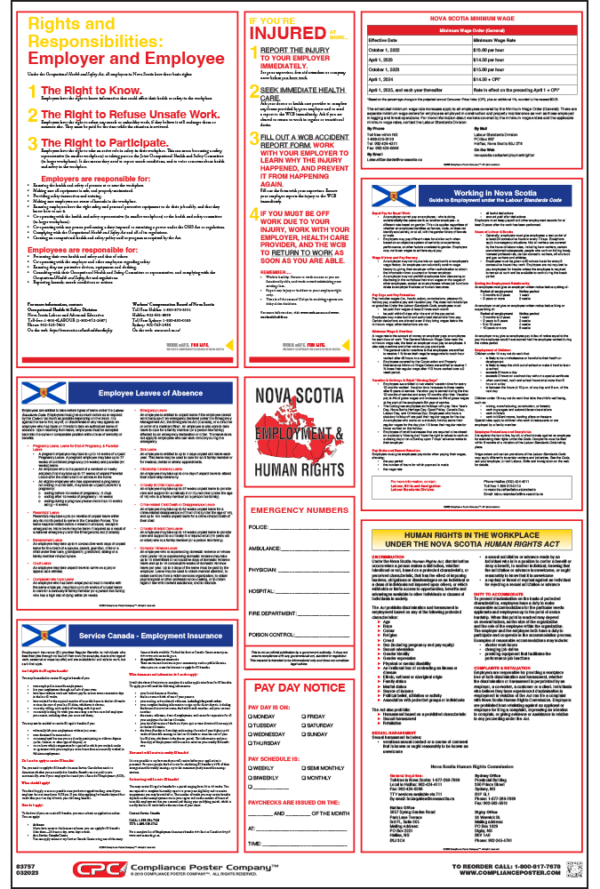 Nova Scotia Labor law compliance Poster