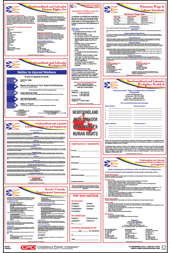 Labrador/Newfoundland Labor law compliance Poster