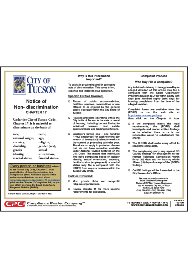 Tucson Non-Discrimination Poster