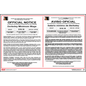 Berkeley, CA Minimum Wage, Paid Sick Leave & Family Friendly Poster