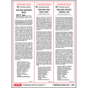 Oakland California Minimum Wage Poster