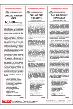 Oakland California Minimum Wage Poster