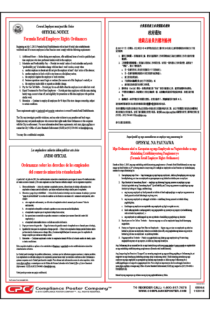 San Francisco, CA Formula Retail Employee Rights Ordinances Poster