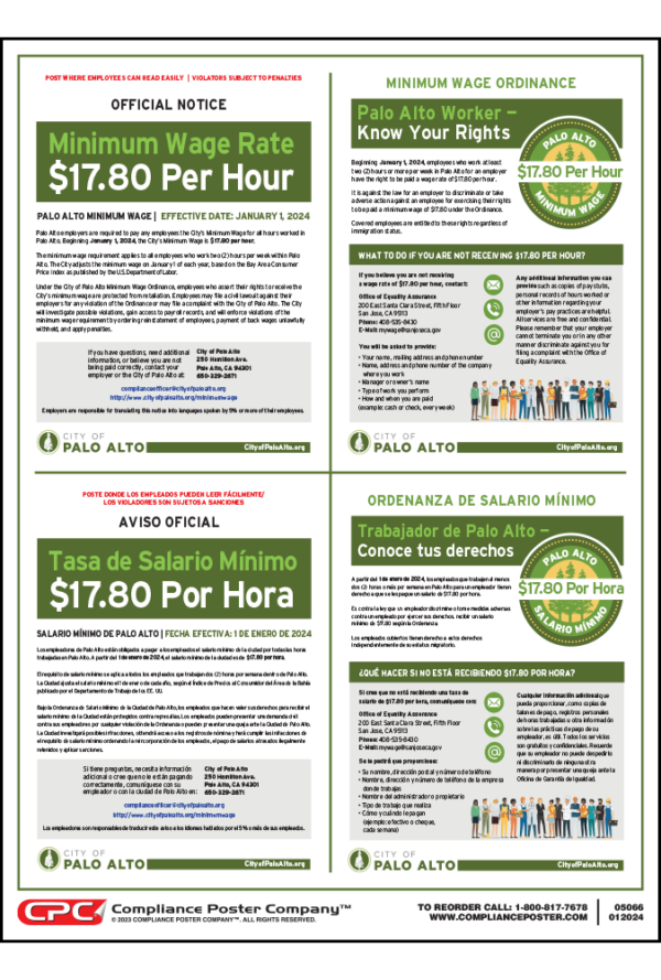 Palo Alto Minimum Wage Poster