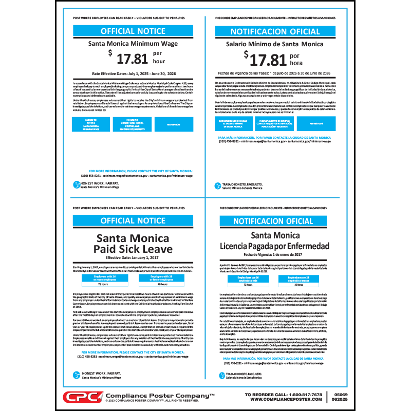 Santa Monica Minimum Wage Poster