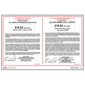 El Cerrito California Minimum Wage Poster