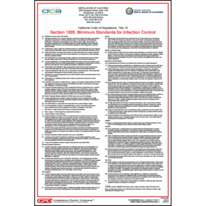 California Dental Office Minimum Standards for Infection Control Poster