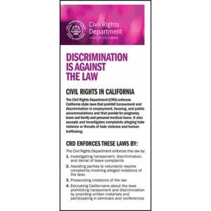 California Discrimination is Against the Law Pamphlet
