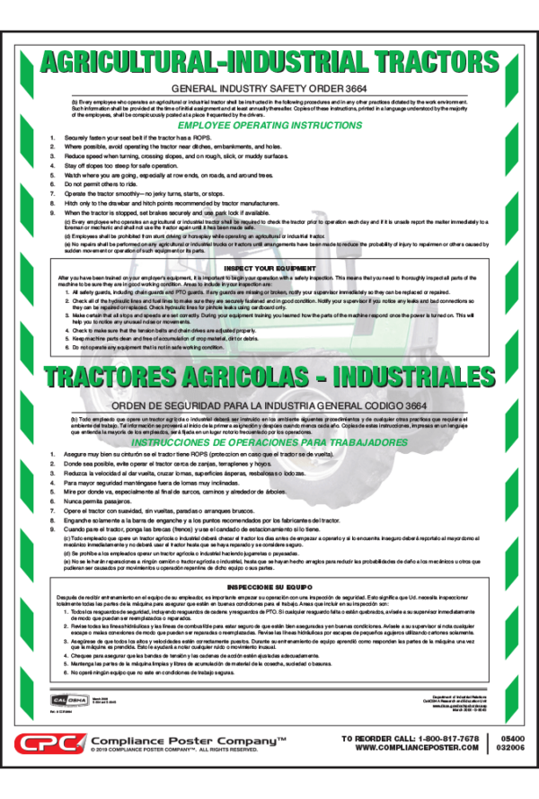 California Tractor Safety Poster