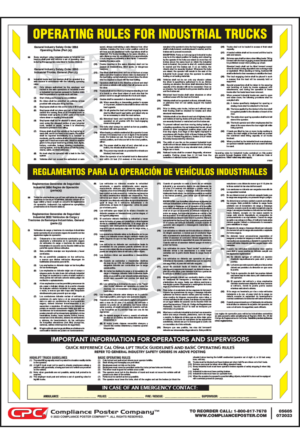 California Bilingual Forklift/Industrial Truck Safety Poster