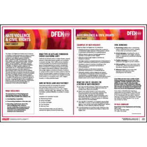 California Hate Violence Fact Sheet Poster and Pamphlet