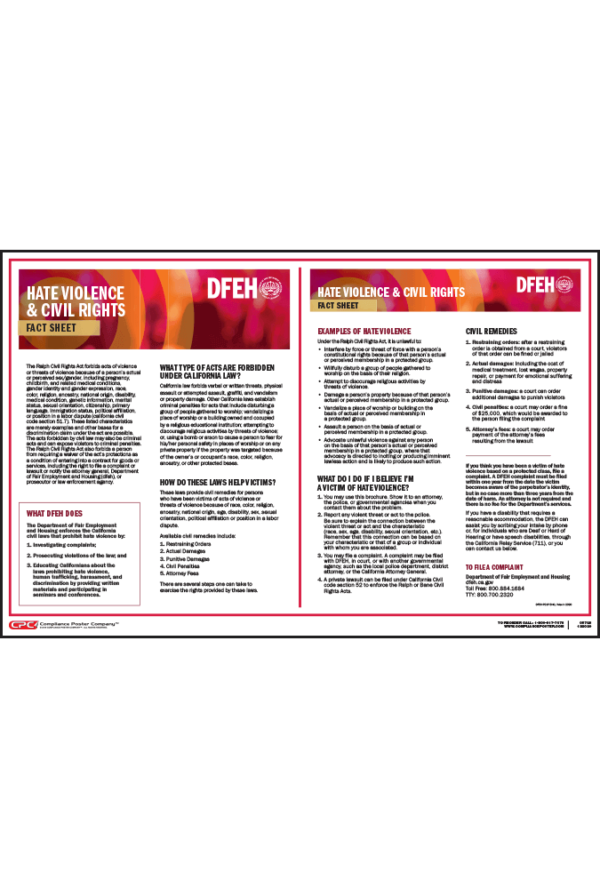 California Hate Violence Fact Sheet Poster and Pamphlet