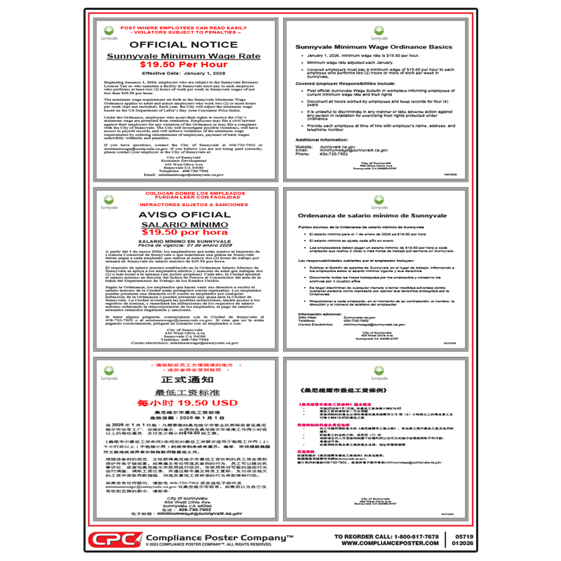 Sunnyvale Minimum Wage Poster