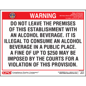 Colorado On-Premises Alcohol Warning Poster - General Licensee