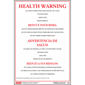 Miami-Dade County Alcohol Health Warning Poster