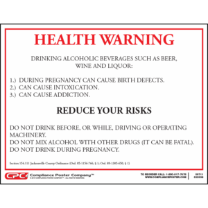 Jacksonville Alcohol Health Warning Poster