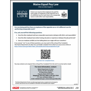 Maine Equal Pay Law Poster