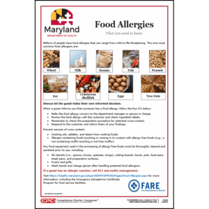 Maryland Food Allergy Awareness Poster