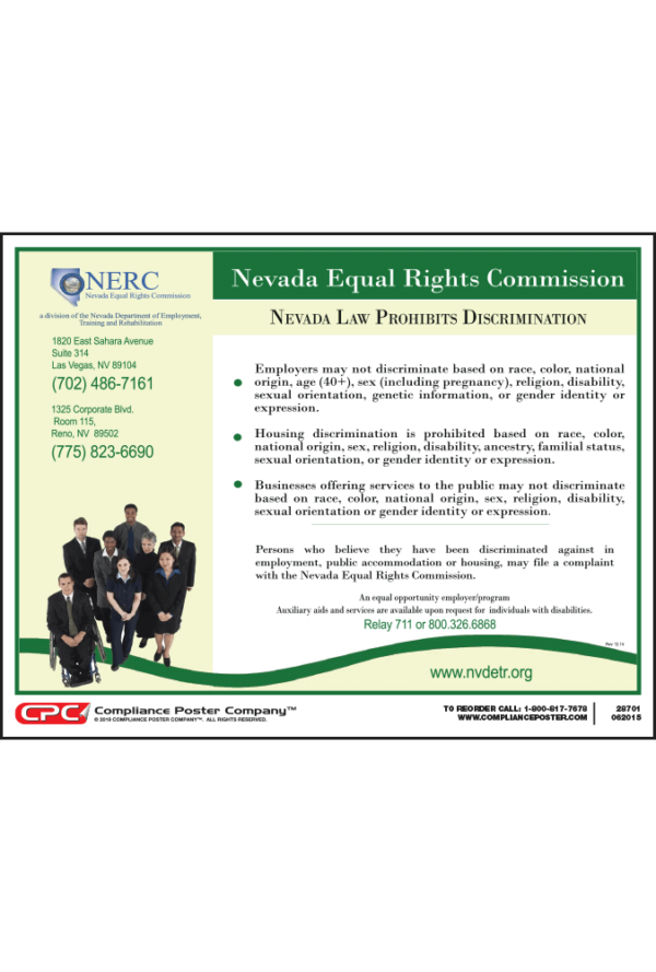Nevada Prohibits Discrimination Poster