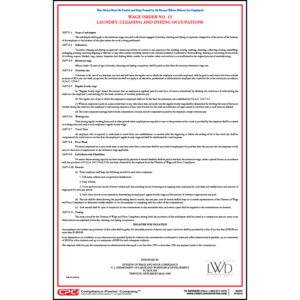 New Jersey Laundry Cleaning and Dyeing Occupations Order