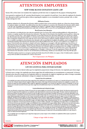 New York Blood Donation Leave Law Poster