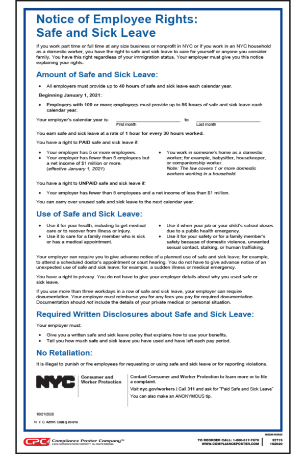 New York Paid Safe and Sick Leave Poster