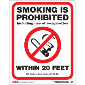 North Dakota No Smoking 20 Feet Poster