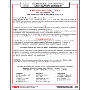 Pennsylvania Fair Lending Poster