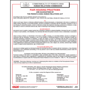 Pennsylvania Fair Housing Poster