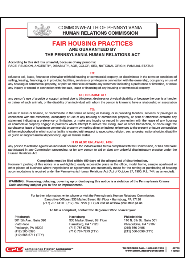 Pennsylvania Fair Housing Poster