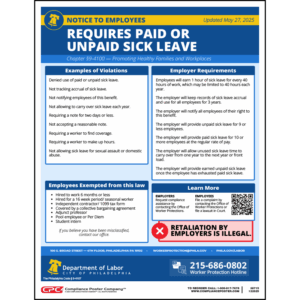 Philadelphia Paid Sick Time Poster