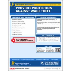 Philadelphia Wage Theft Law Poster
