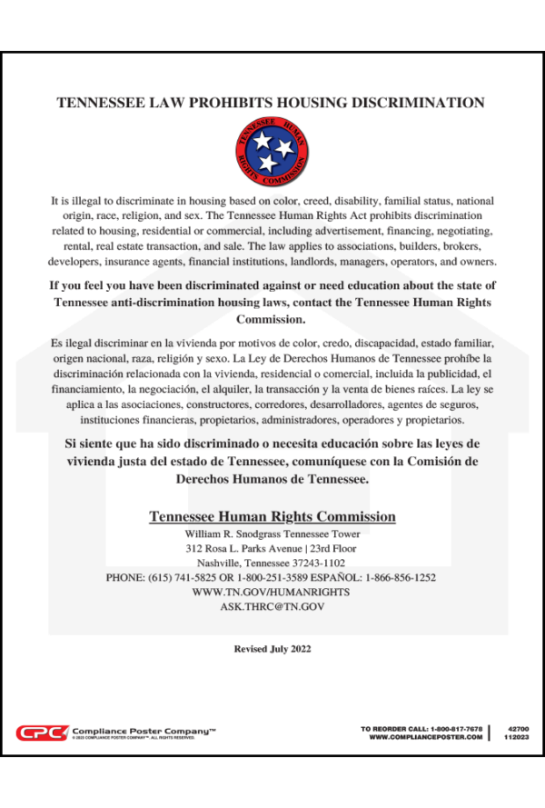 Tennessee Fair Housing Poster