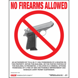Tennessee No Firearms Poster