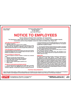 Texas Regulation For Radiation Control Poster