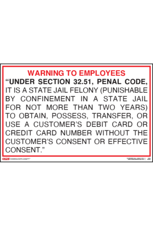 Texas Identity Theft For Restaurant Or Bar Employees Poster