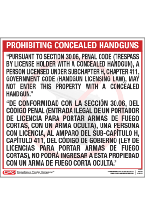 Texas Bilingual Handgun Poster