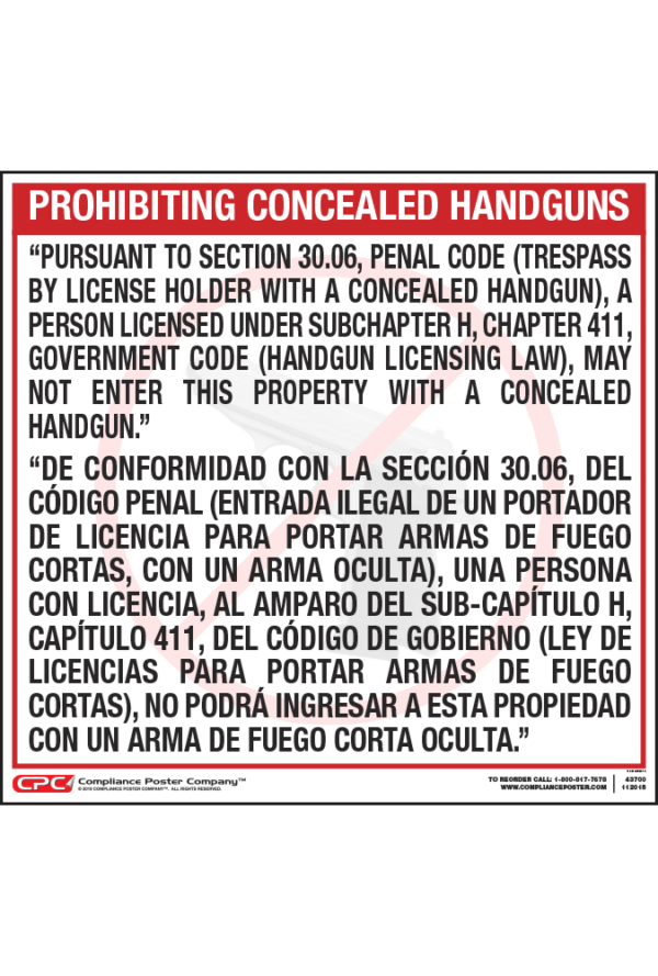 Texas Bilingual Handgun Poster