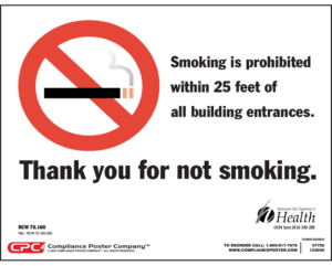 Washington Smoking is Prohibited within 25 Feet Sign