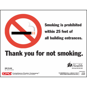 Washington Smoking is Prohibited within 25 Feet Sign