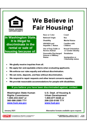 Washington State Fair Housing Poster